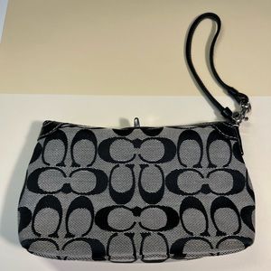 Coach Wristlet / Clutch - Classic black C pattern with grey background